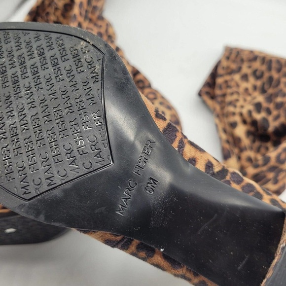New Marc Fisher LULEY Stretch Leopard Chunky Heel Zip Over the Knee Boots sz 6 - Picture 7 of 8